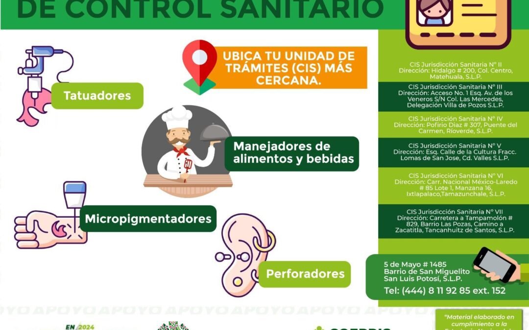 MANEJADORES DE ALIMENTOS DEBEN CONTAR CON  TARJETA DE CONTROL SANITARIO.