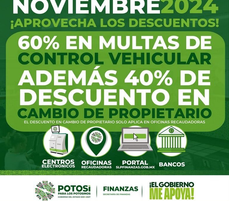 EL ESTADO ANUNCIA DESCUENTOS EN TRÁMITES VEHICULARES DURANTE NOVIEMBRE