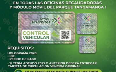 HOLOGRAMA VEHICULAR 2026 DISPONIBLE EN TODAS LAS RECAUDADORAS: FINANZAS