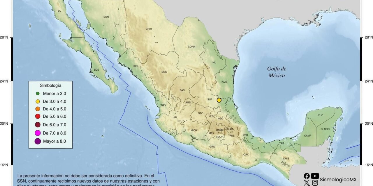 NUEVO MOVIMIENTO SÍSMICO SE REGISTRA EN LA HINCADA, CIUDAD VALLES