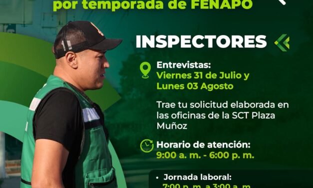 SCT ABRE RECLUTAMIENTO DE INSPECTORES PARA LA FENAPO 2026