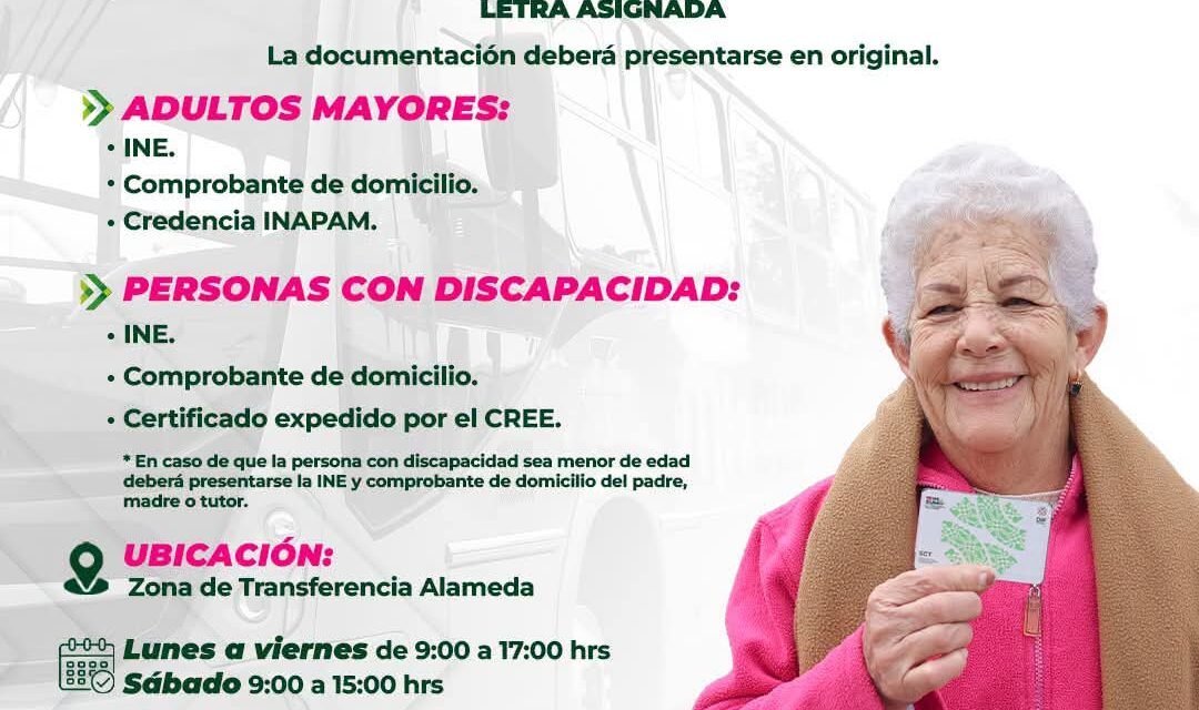DEL 14 AL 22 DE SEPTIEMBRE ES EL REGISTRO PARA TRANSPORTE GRATUITO EN LA ZONA METROPOLITANA