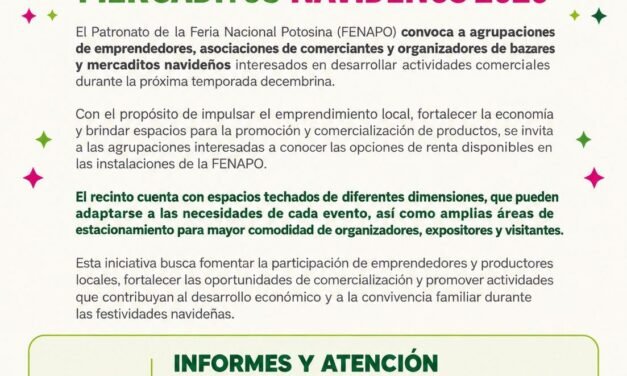 FENAPO OFRECE ESPACIOS PARA MERCADITOS NAVIDEÑOS 2026